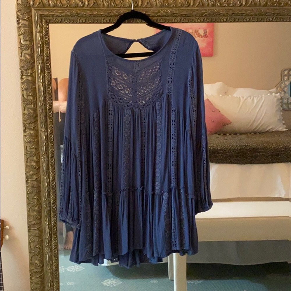 New With Tags Free People L/S Top or Dress Navy M